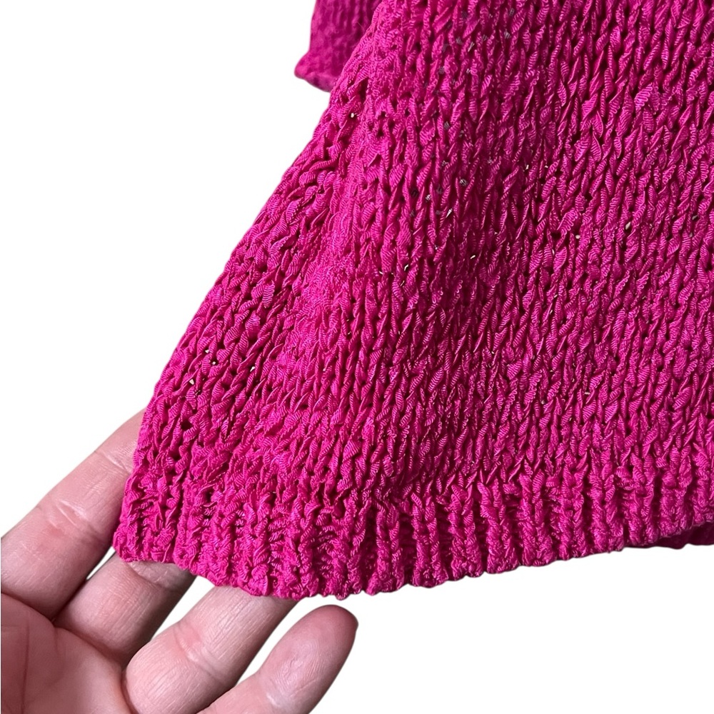 Lilly Pulitzer fuchsia pink scoop neck long sleeve open knit sweater - Picture 8 of 10
